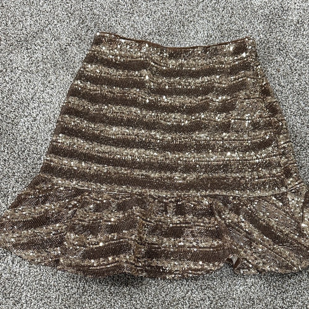 Express Shimmering Brown Mini Skirt